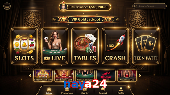 Main screen of Naya24 casino page for PK players